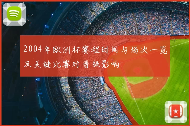 2004年欧洲杯赛程时间与场次一览及关键比赛对晋级影响